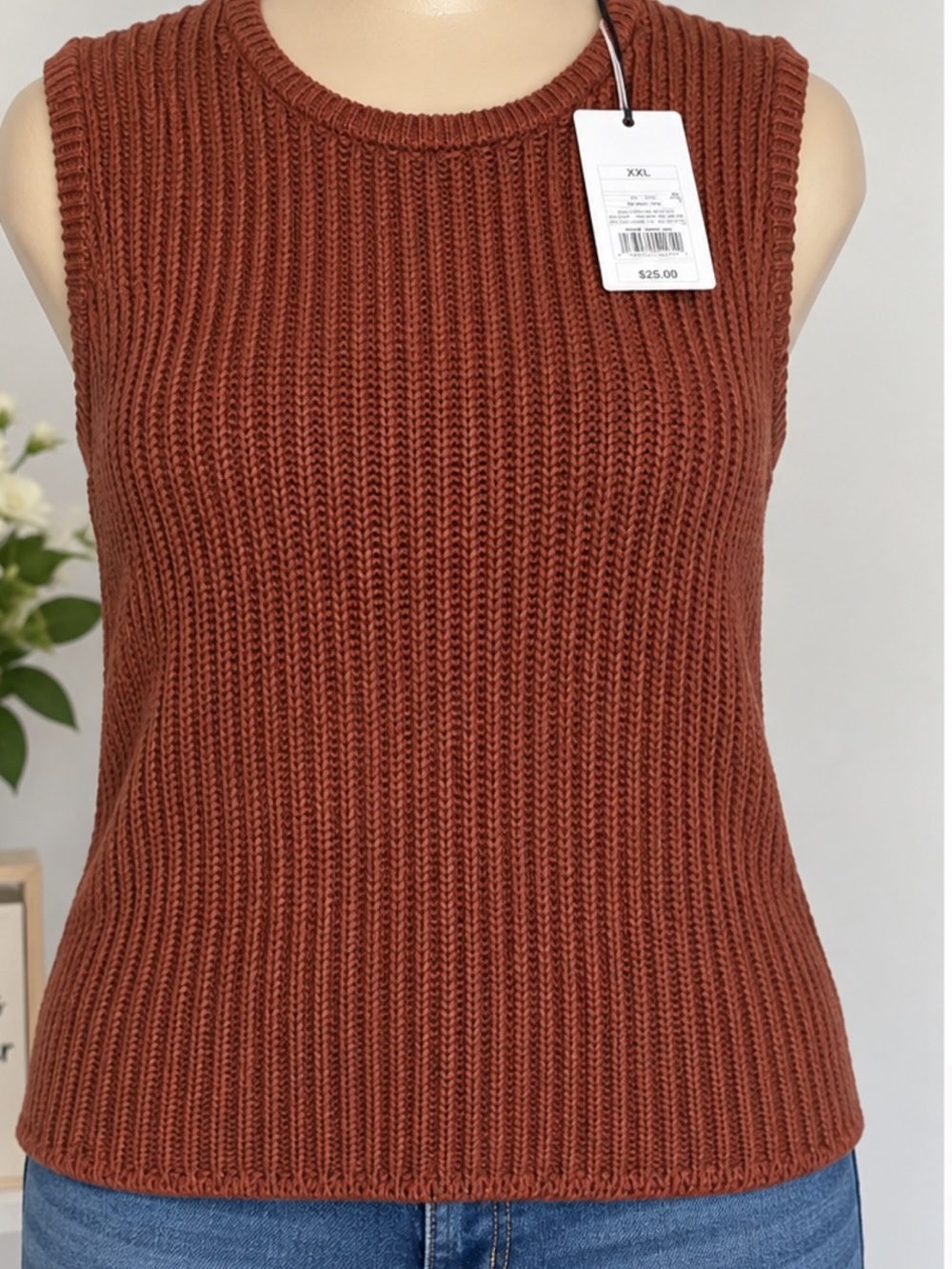 a new day Ribbed Sleeveless Tank Top - Rust Brown